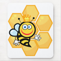 cute queen bee and beehive mousepad
