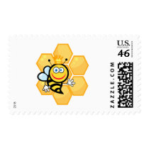 cute queen bee and beehive stamps
