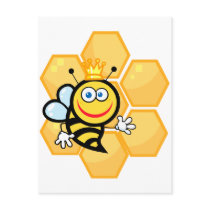 cute queen bee and beehive postcards