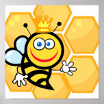 cute queen bee and beehive posters