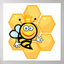 cute queen bee and beehive print