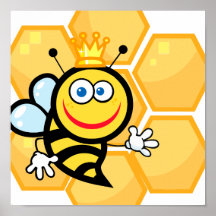 cute queen bee and beehive posters