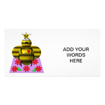 Cute queen bee on a quilt photo card