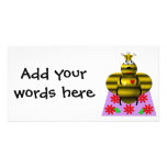 Cute queen bee on a quilt photo card