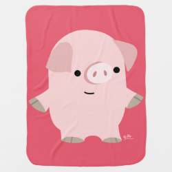 Cute Quiet Cartoon Pig Baby Blanket