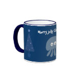 Cute &amp; Quirky Blue Jellyfish &amp; Christmas Trees Mug