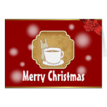 Cute Rabbit and a Hot Coffee Christmas Card