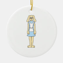 Cute rabbit in a blue dress. christmas tree ornaments