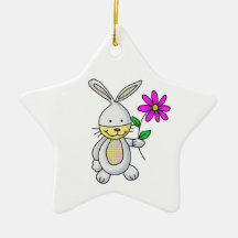 Cute Rabbit With Flower Christmas Tree Ornaments