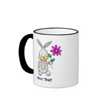 Cute Rabbit With Flower Mugs