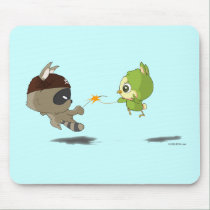 Cute Raccoon Bird Fencing Cartoon Anime Mousepad mousepads