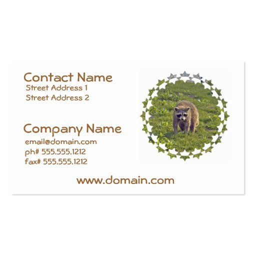 Cute Raccoon Business Cards (front side)