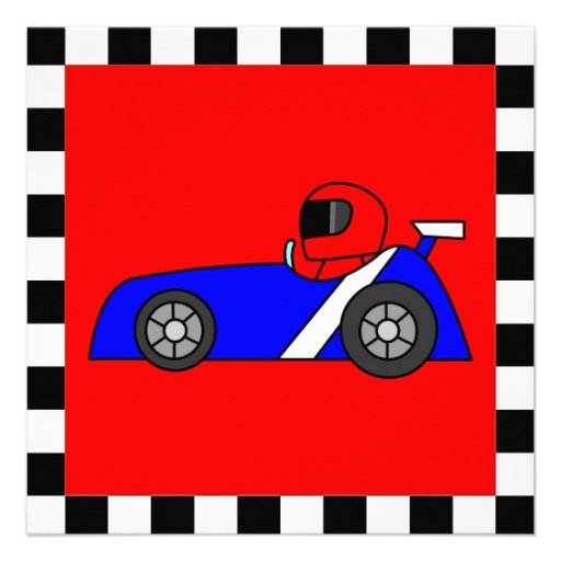 Cute Racing Themed Childrens Birthday Personalized Announcements