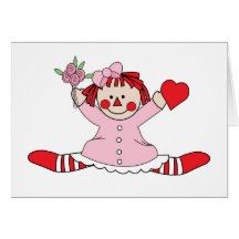 Cute Rag Doll holding a Heart Greeting Card