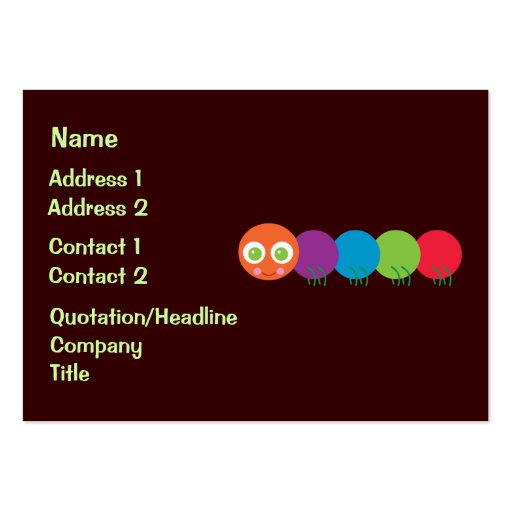 Cute Rainbow Caterpillar Business Cards (front side)