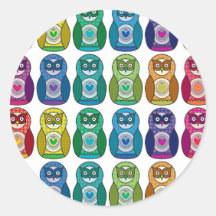 Cute Rainbow Matryoshka Owl Sticker