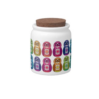 Cute Rainbow Matryoshka Owls zazzle_candyjar