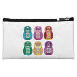 Cute Rainbow Matryoshka Owls Cosmetic Bags