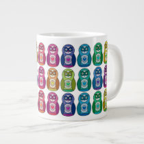 Cute Rainbow Matryoshka Owls Jumbo Mugs