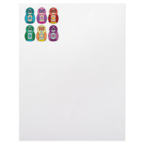 Cute Rainbow Matryoshka Owls Letterhead Design