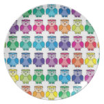 Cute Rainbow Owl Pattern Dinner Plate