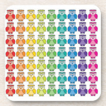 Cute Rainbow Owl Pattern Drink Coaster