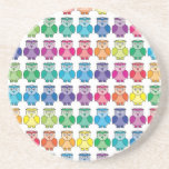 Cute Rainbow Owl Pattern Drink Coaster
