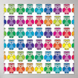 Cute Rainbow Owl Pattern Posters