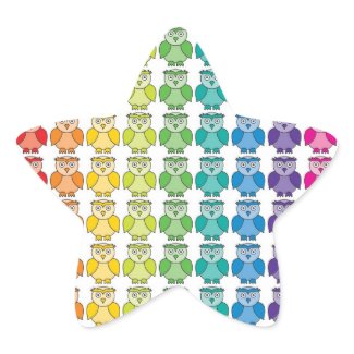 Cute Rainbow Owl Pattern Sticker