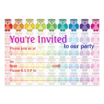 Cute Rainbow Owl Personalized Invites