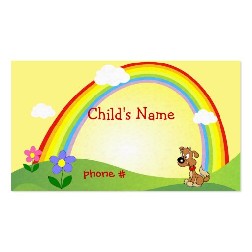 Cute Rainbow & Puppy Children's Calling Card Business Cards