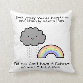 Cute Rainbow Rain Cloud Happiness Quote Room Decor Pillows