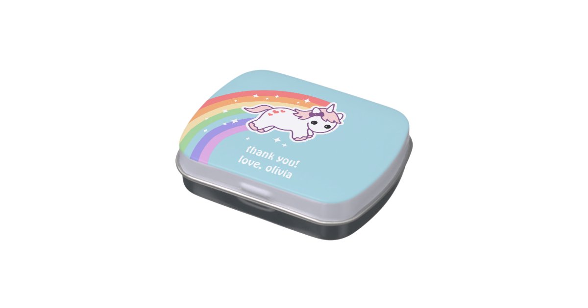 Cute Rainbow Unicorn Jelly Belly Candy Tin Zazzle