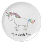 Cute rainbow unicorn party plate