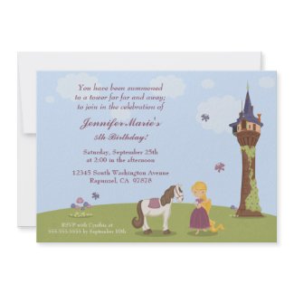 Cute rapunzel tower girl's birthday party invite invitation