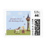 Cute rapunzel tower girl's birthday party stamp