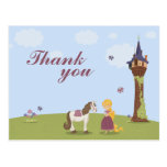 Cute rapunzel tower girl's thank you post card
