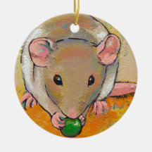 Cute rat adorable pet fun art Cuteness with a Pea Christmas Tree Ornament
