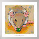 Cute rat adorable pet fun art Cuteness with a Pea Posters