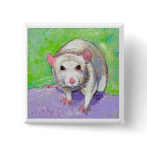 Cute rat listening fun colorful pet art white rats buttons