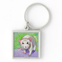 Cute rat listening fun colorful pet art white rats keychains