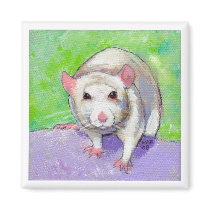 Cute rat listening fun colorful pet art white rats magnets