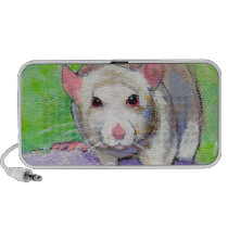 Cute rat listening fun colorful pet art white rats speakers