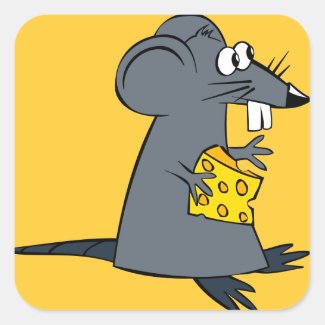 Cute Rat with Cheese Stickers