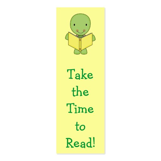 cute reading turtle bookmarks business cards (front side)