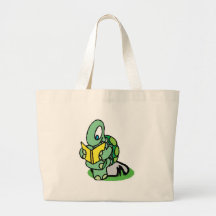 cute reading turtle canvas bags