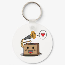 Cute Record Player - Keychain by andymcnally Cute Record Player - Keychain