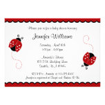 Cute Red and Black Ladybugs Baby Shower Personalized Invitation