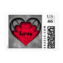 Cute red and gray romantic gothic love heart stamp