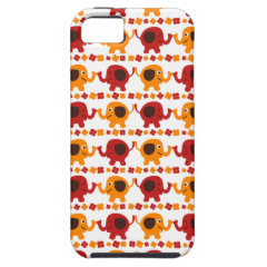 Cute Red and Orange Elephants Holding Trunks Tails iPhone 5 Case